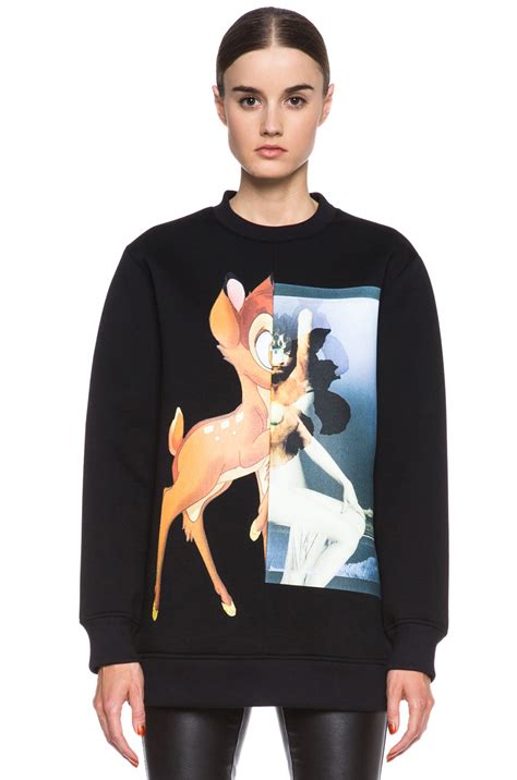 GIVENCHY 2013 Bambi Black Cotton Fleece Crew Neck 